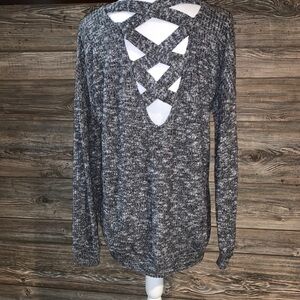 Fantastic Fawn Crisscross Back Grey Sweater